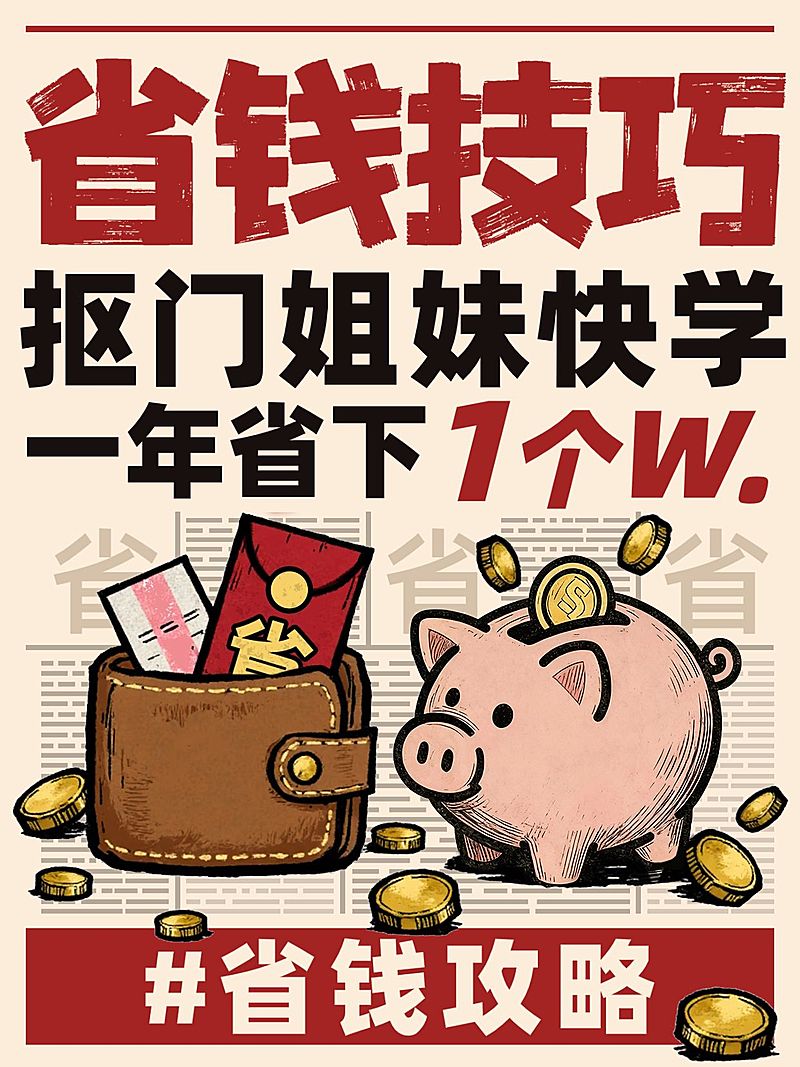 省钱小技巧生活分享爆款大字小红书封面