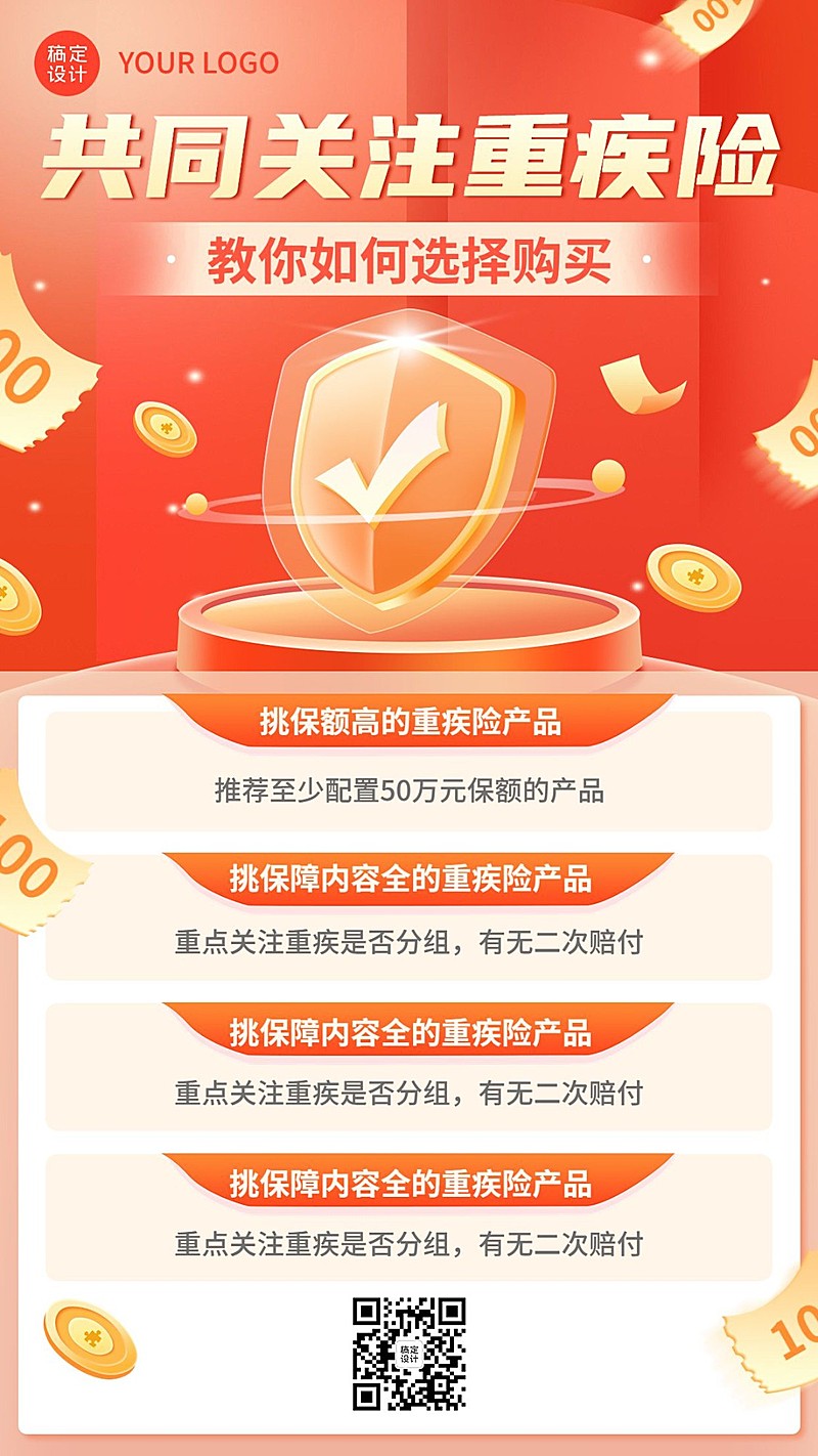 金融保险知识科普插画手机海报套装