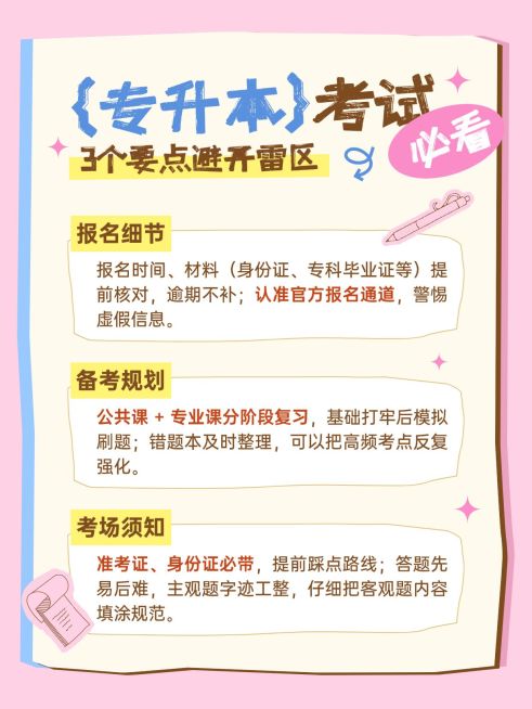 教育培训学历教育专升本考试要点分享小红书配图预览效果