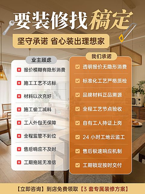 家居装修服务承诺介绍对比式小红书配图