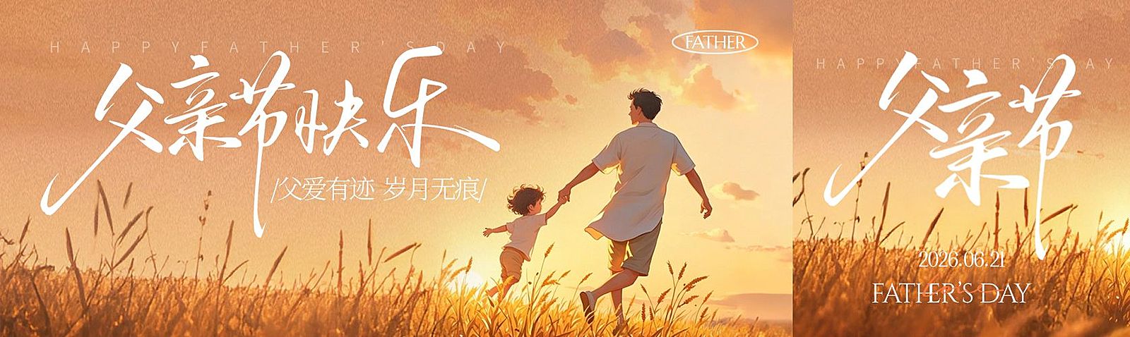 父亲节节日祝福通用温馨感公众号双封面