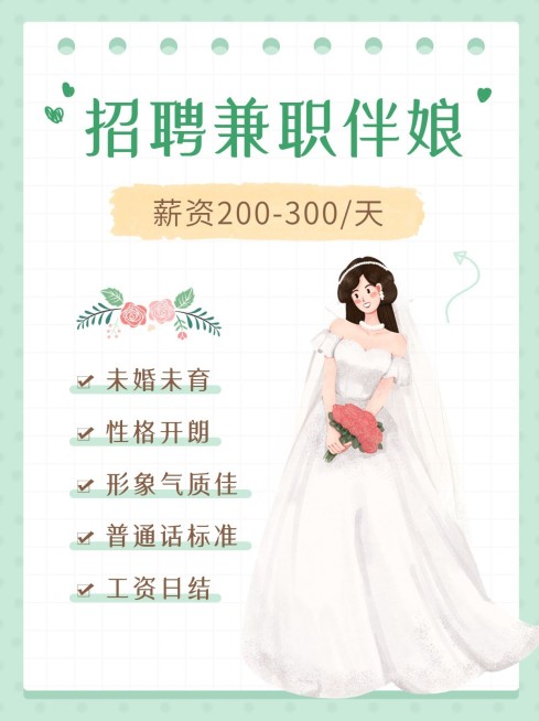 婚庆服务招聘伴娘伴郎手帐风小红书配图预览效果