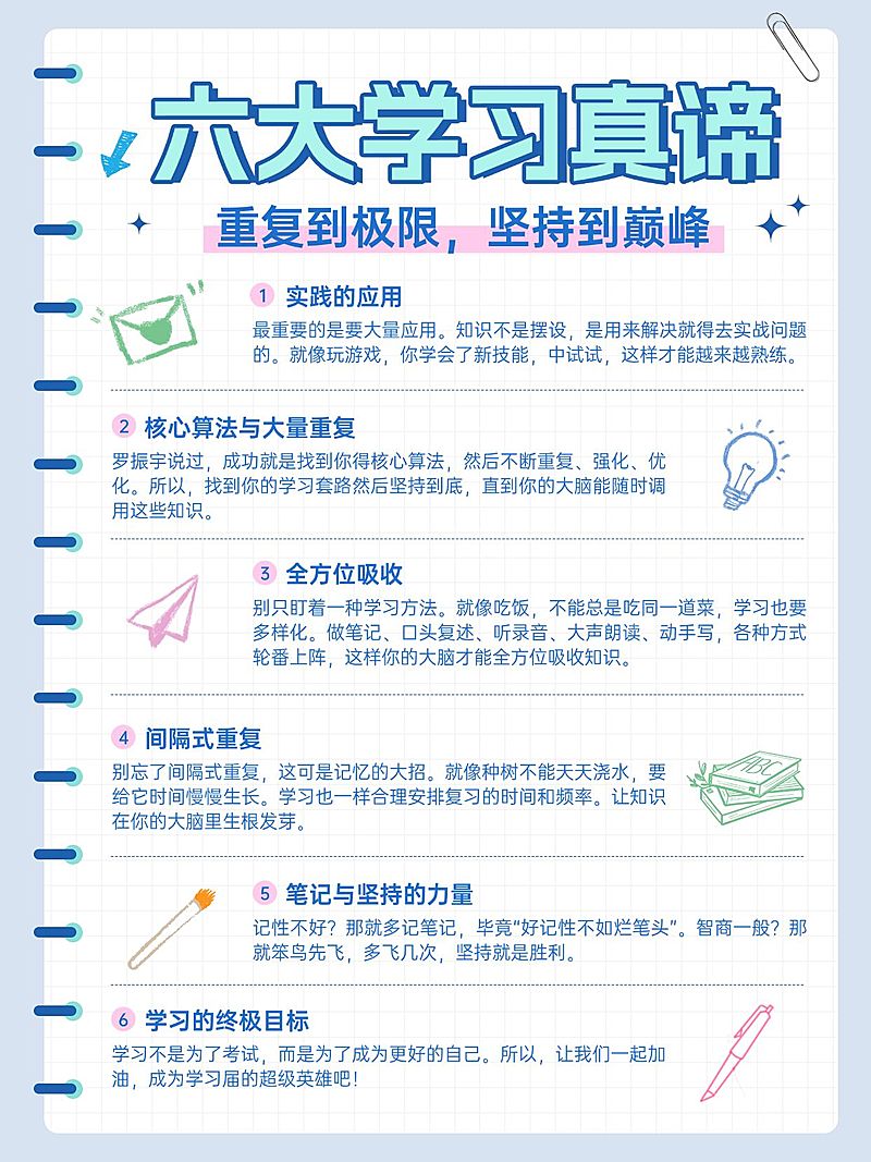 教育学习方法攻略指南手帐风小红书内页aigc