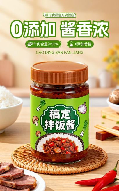 厨房调料拌饭酱食品电商海报预览效果