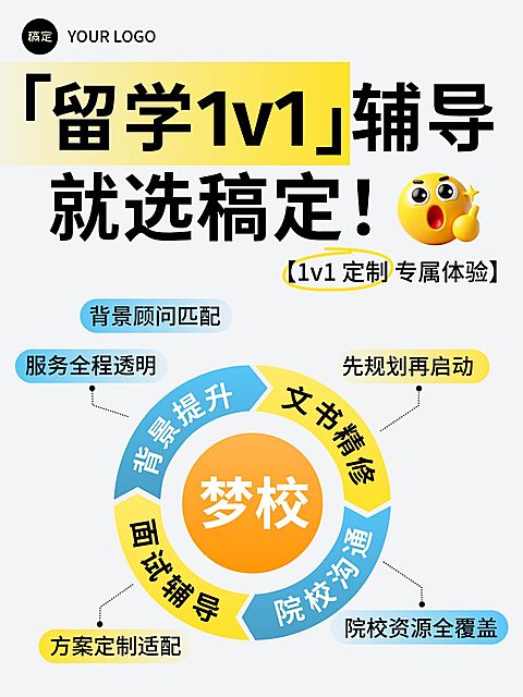 教育培训学历教育留学1v1辅导介绍小红书封面