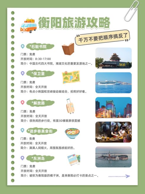 旅游攻略图框排版衡阳景点小红书配图aigc预览效果