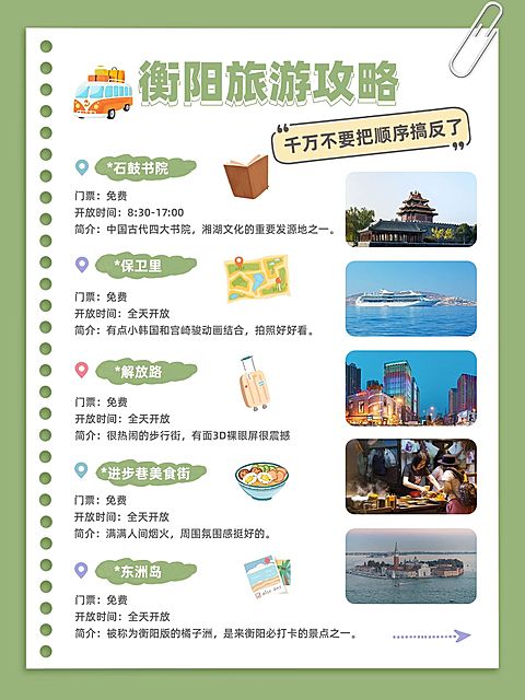 旅游攻略图框排版衡阳景点小红书配图aigc