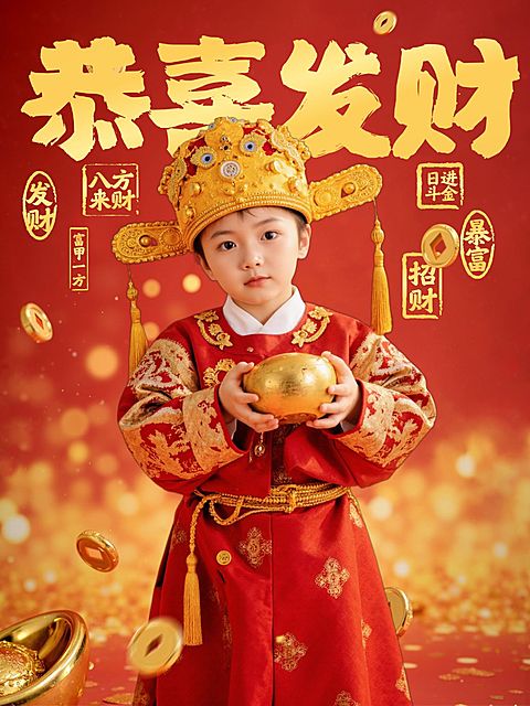 春节招财财运写真AIGC小红书配图