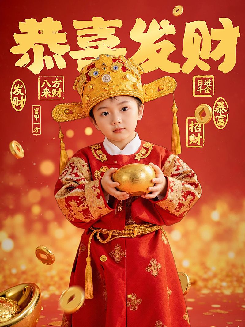 春节招财财运写真AIGC小红书配图