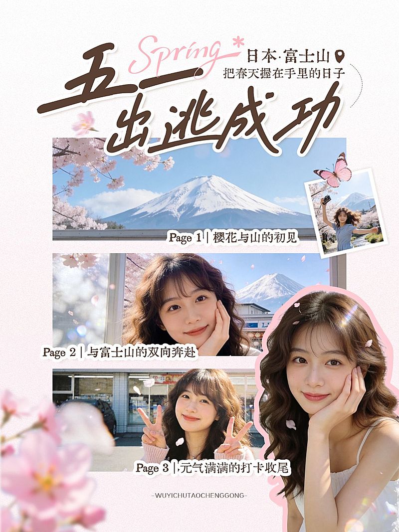 51五一劳动节旅游攻略旅游出行写实感小红书封面