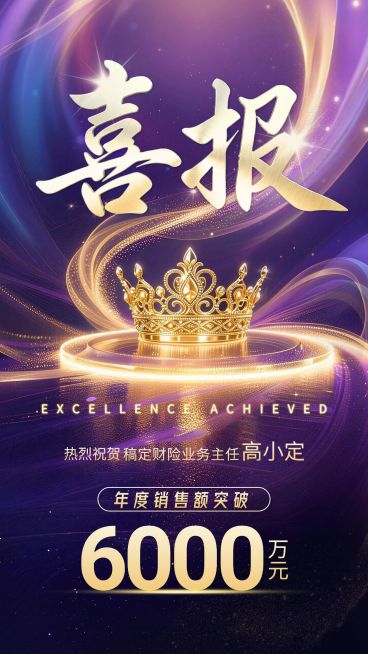 金融保险紫金色业绩喜报预览效果