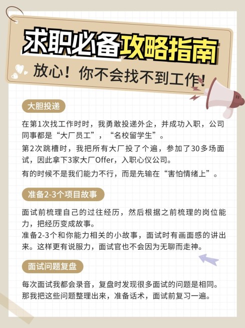 求职面试攻略手帐风小红书配图预览效果