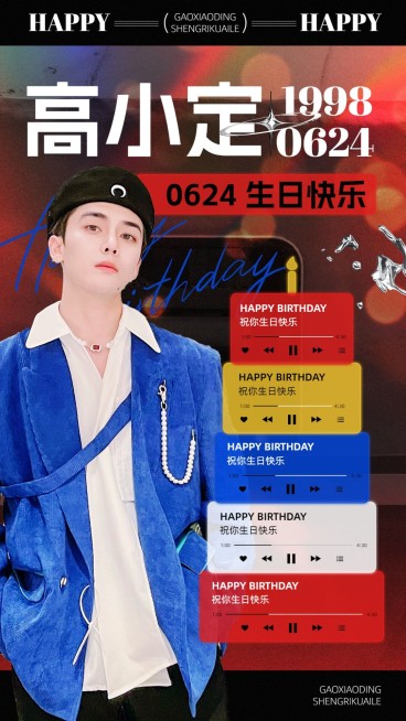 创意播放器数字蛋糕明星生日祝福手机海报预览效果