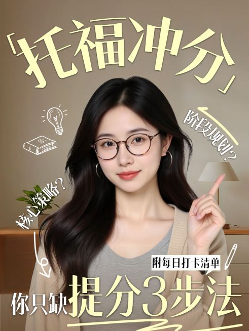 教育培训学历教育托福学习指南人像小红书封面预览效果