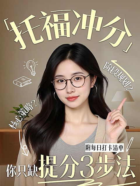 教育培训学历教育托福学习指南人像小红书封面