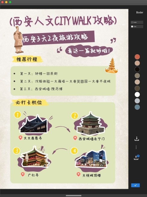 旅游攻略电子手帐风小红书配图预览效果