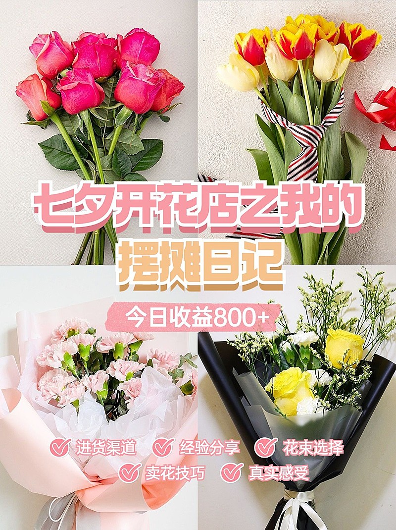 七夕情人节花店攻略指南拼图宫格小红书封面