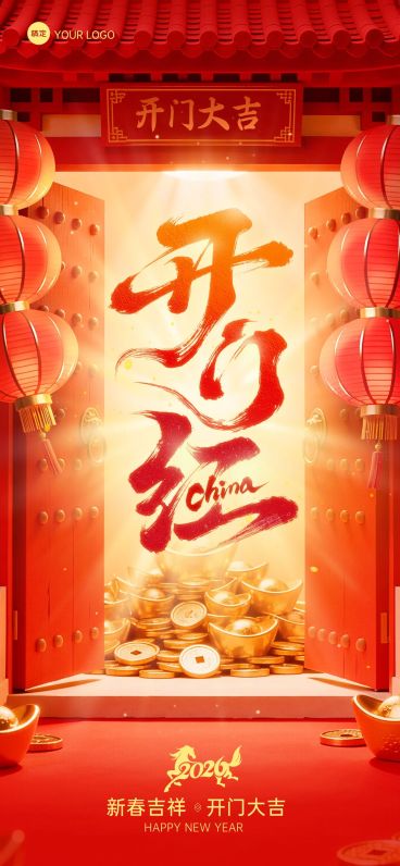 开门红节日祝福通用喜庆感竖版海报预览效果