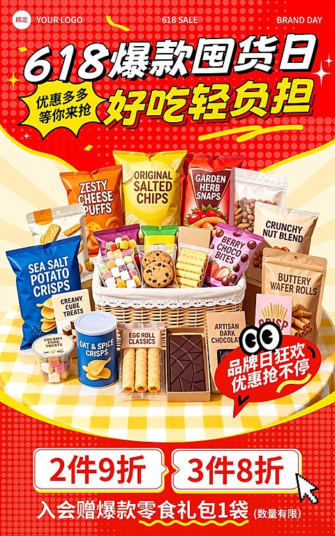 618年中大促食品零食保健品电商海报