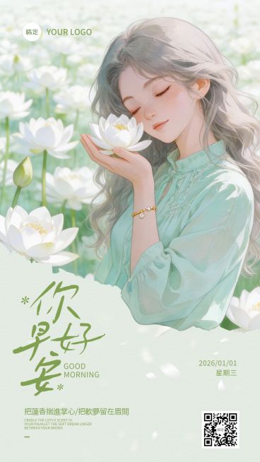 春季早安日签祝福问候海报预览效果