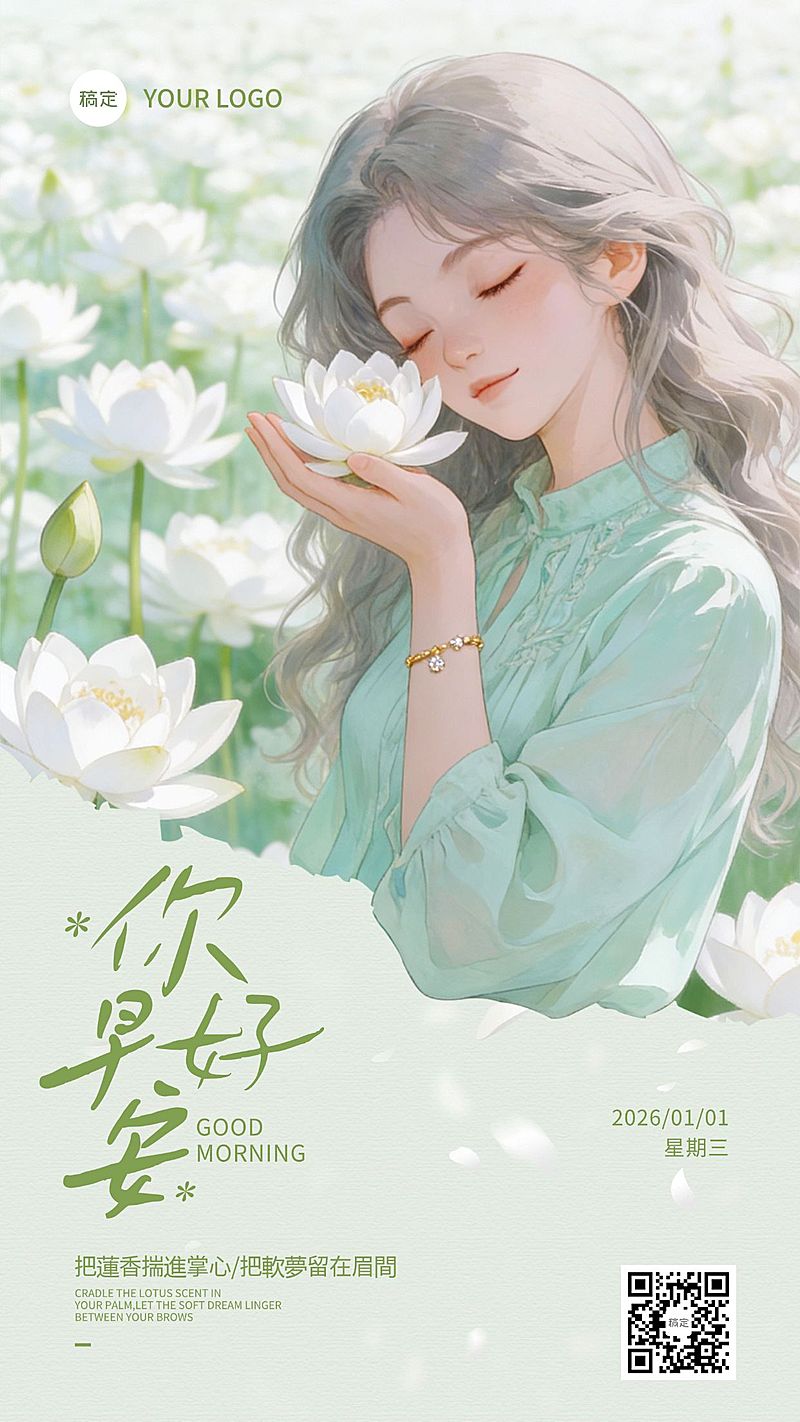 春季早安日签祝福问候海报