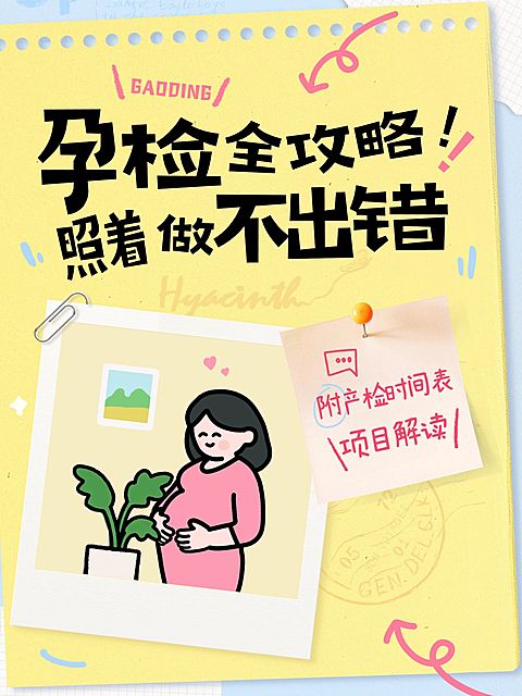 母婴亲子孕产孕检攻略指南分享趣味插画风爆款大字小红书封面