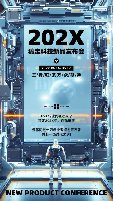 IT互联网新品发布营销未来感竖版海报预览效果