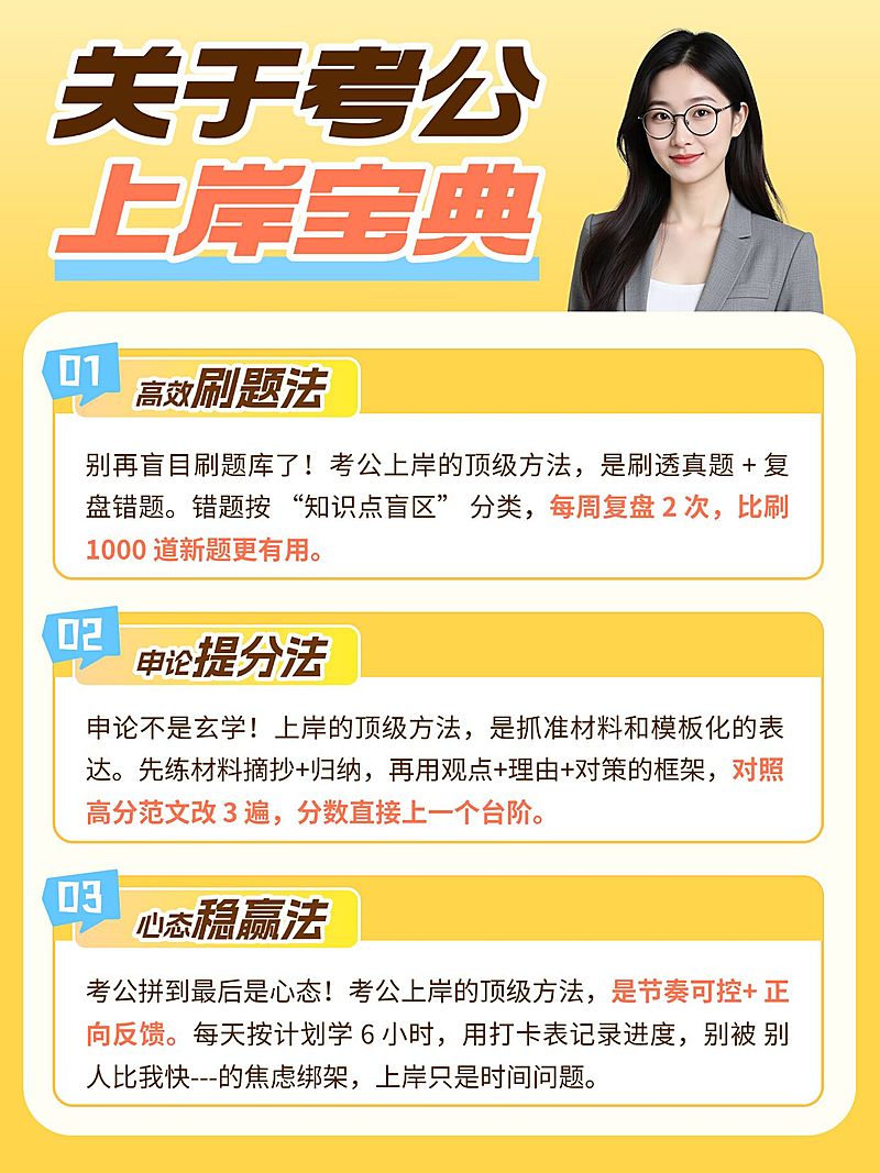 教育培训职业技能公考备考指南分享人像小红书配图