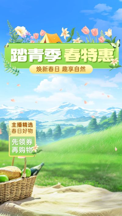 清明节踏青春季营销卖货直播套装