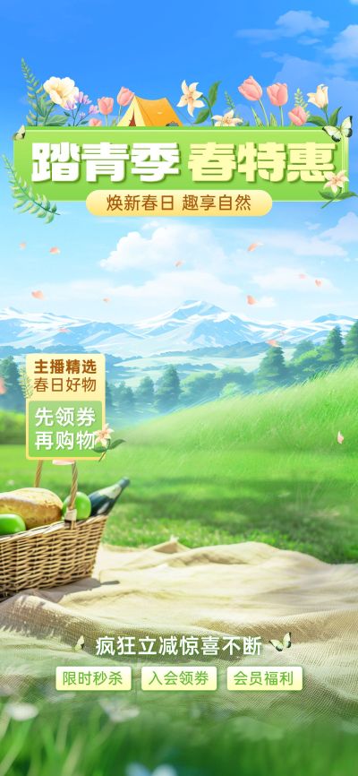 清明节踏青春季营销卖货直播套装
