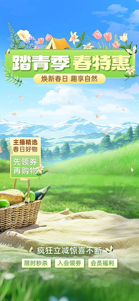 清明节踏青春季营销卖货直播套装