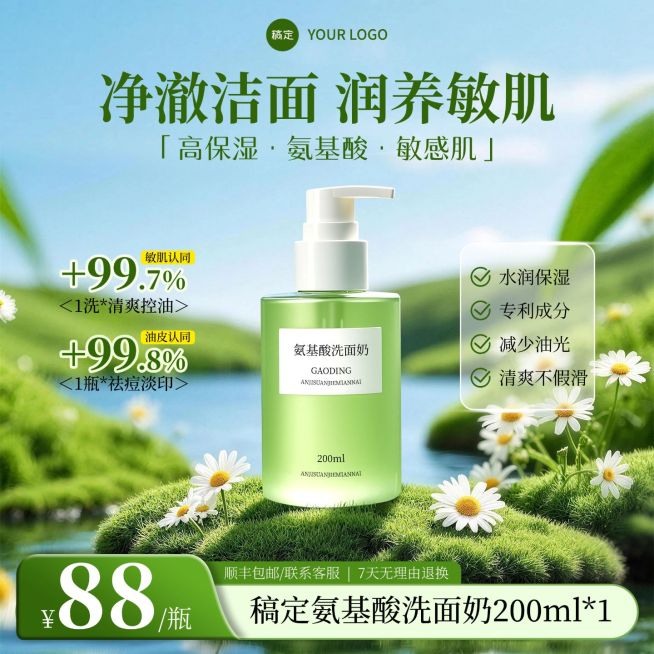 洗面奶洁面乳护肤品化妆品美妆个护电商零售主图预览效果