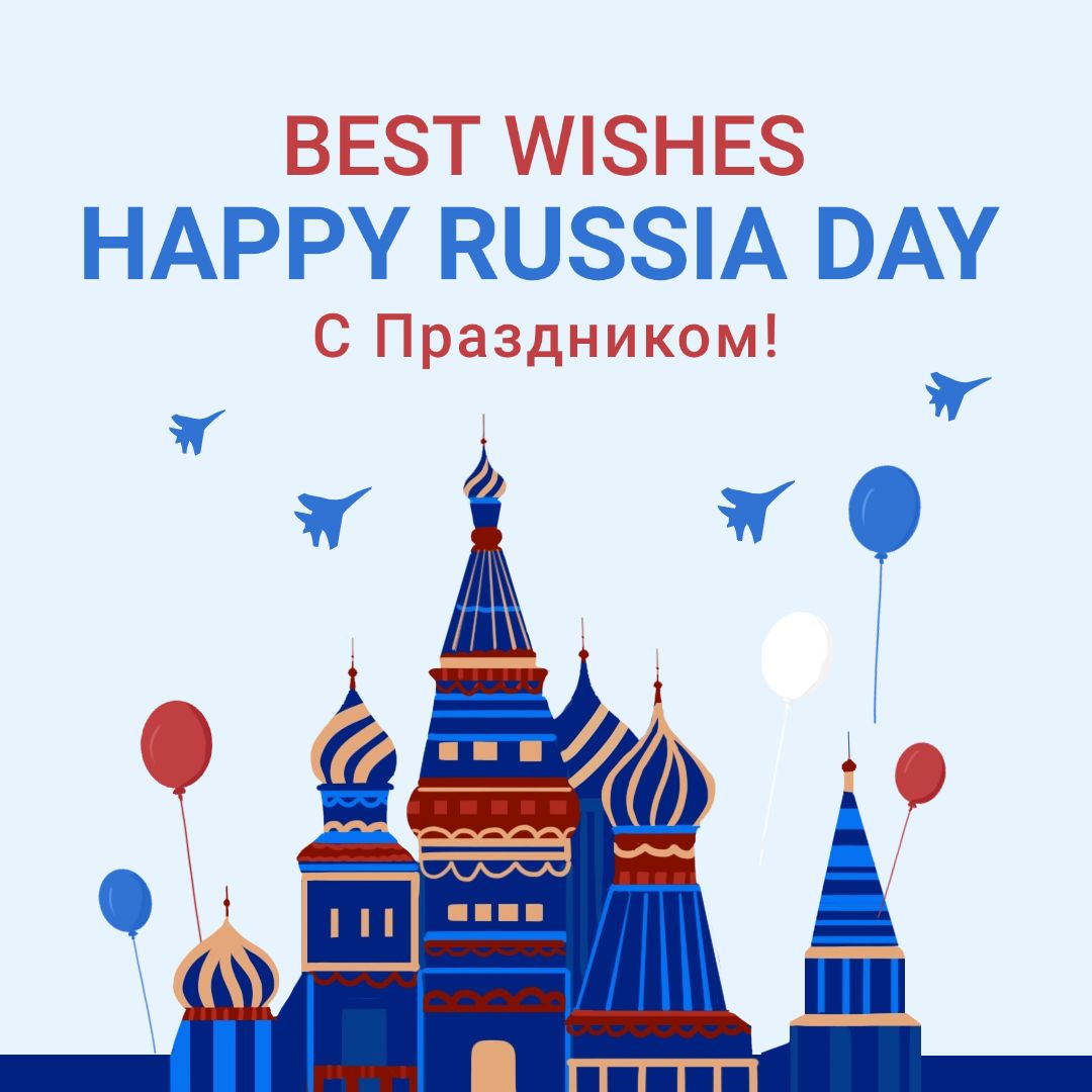 Russia Day Traditional Buildings Graphic Illustrations Instagram Post Image