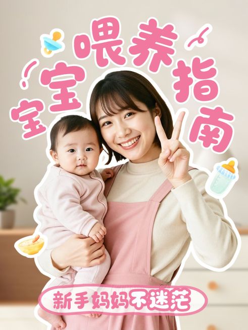 母婴亲子宝宝喂养指南分享人像小红书封面预览效果