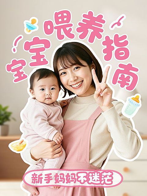 母婴亲子宝宝喂养指南分享人像小红书封面