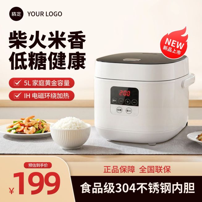 电饭煲家居电器电商主图预览效果