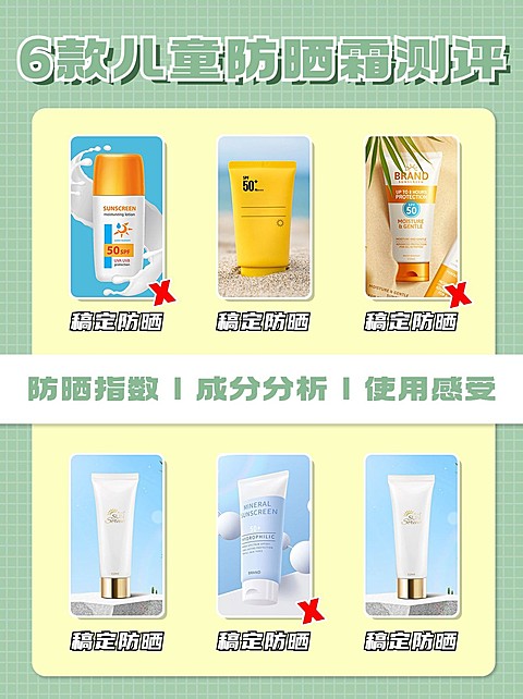 儿童防晒霜测评产品展示小红书封面套装