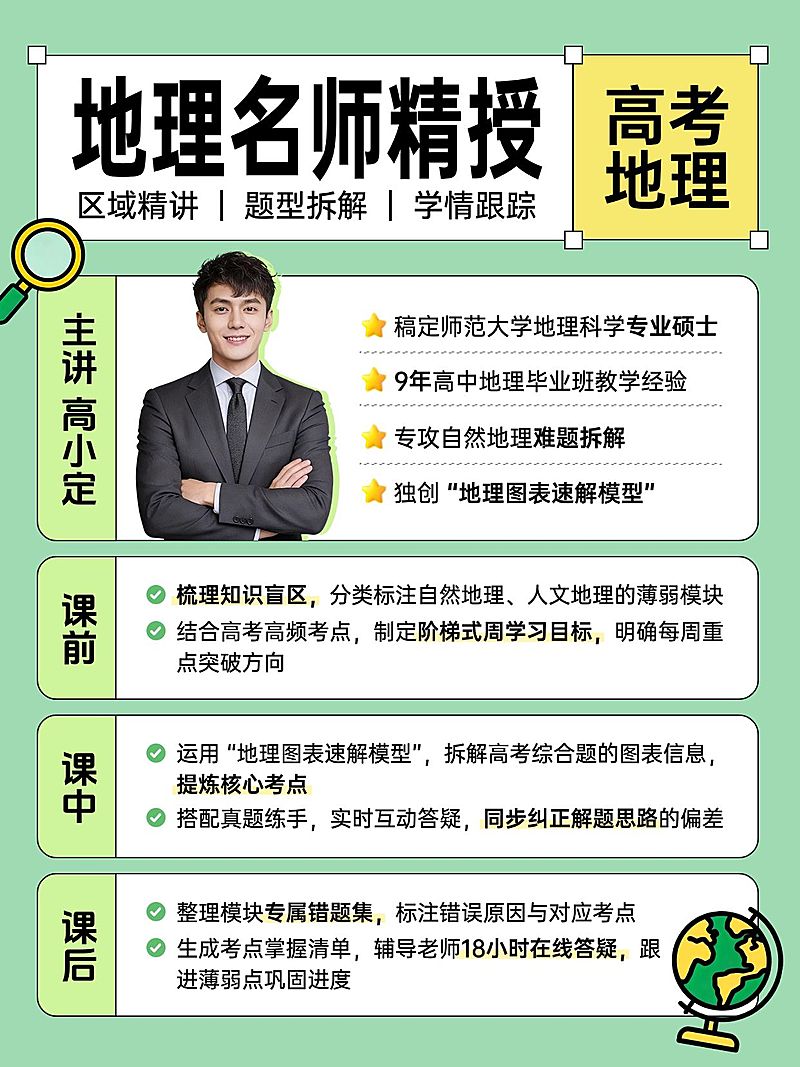教育培训K12教育初中地理名师介绍人像小红书配图