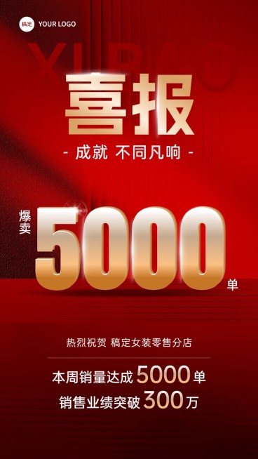 商品零售销售业绩表彰喜报大字手机海报AIGC预览效果