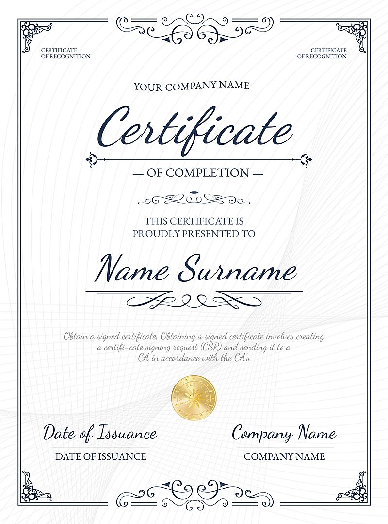 经典蓝色商务荣誉证书奖状