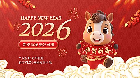 春节节日祝福通用喜庆感横版视频封面