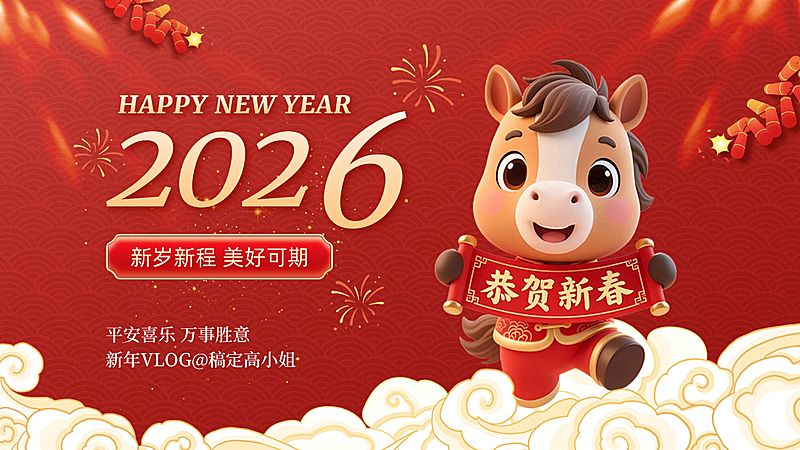 春节节日祝福通用喜庆感横版视频封面