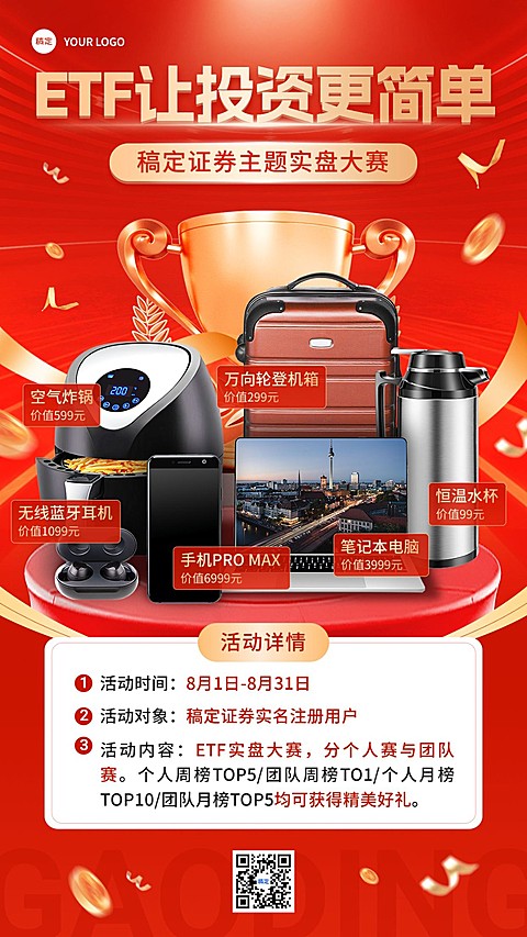 金融证券ETF实盘大赛活动营销宣传手机海报