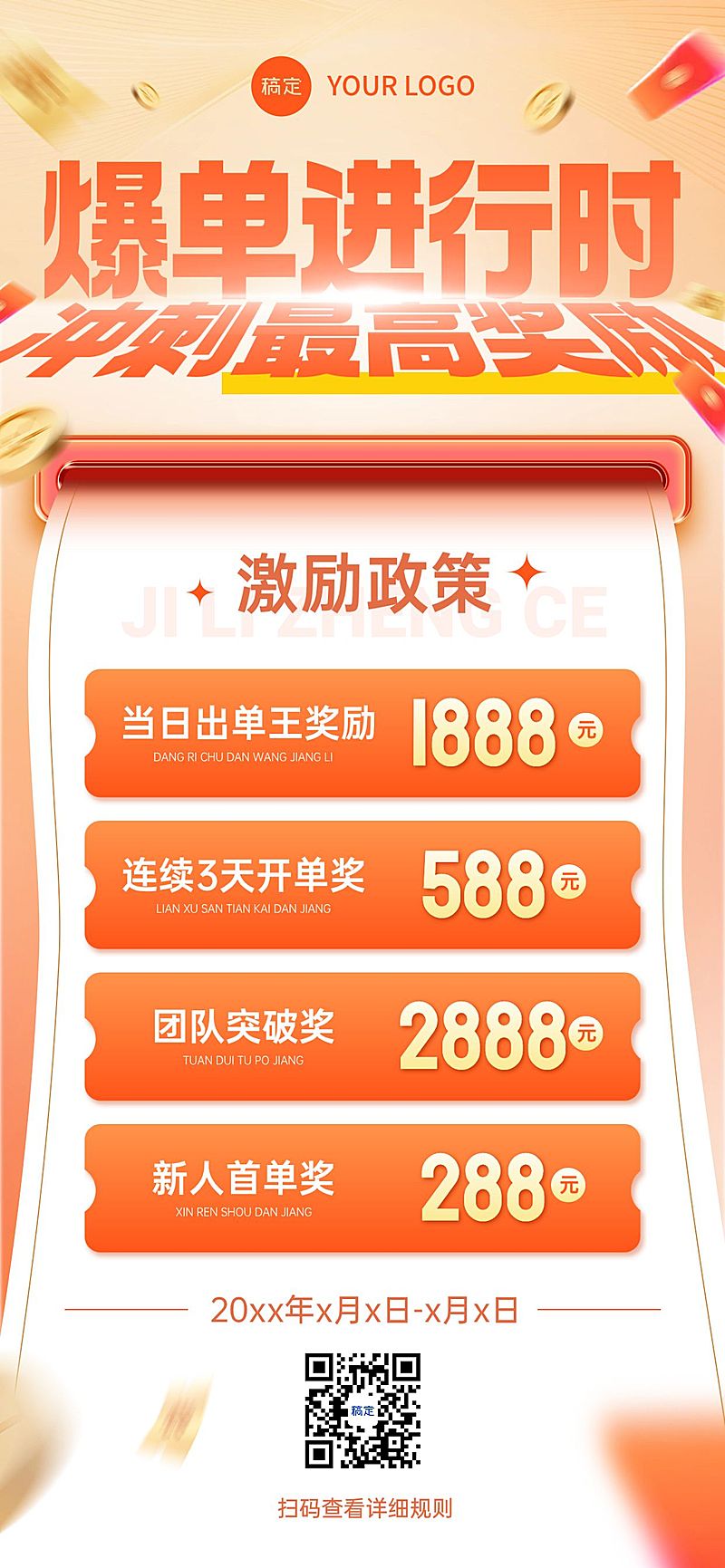 金融出单激励全屏竖版海报AIGC