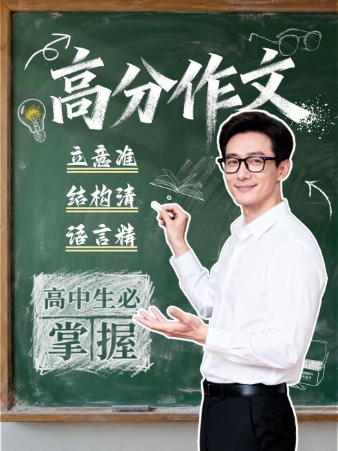 教育培训K12教育高中作文写作攻略人像小红书封面预览效果