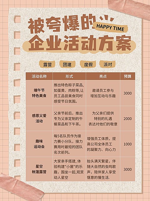 团建活动方案攻略小红书配图