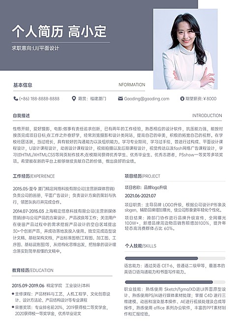 员工求职招聘个人介绍简约简历