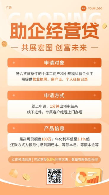 金融贷款产品营销介绍手机海报预览效果
