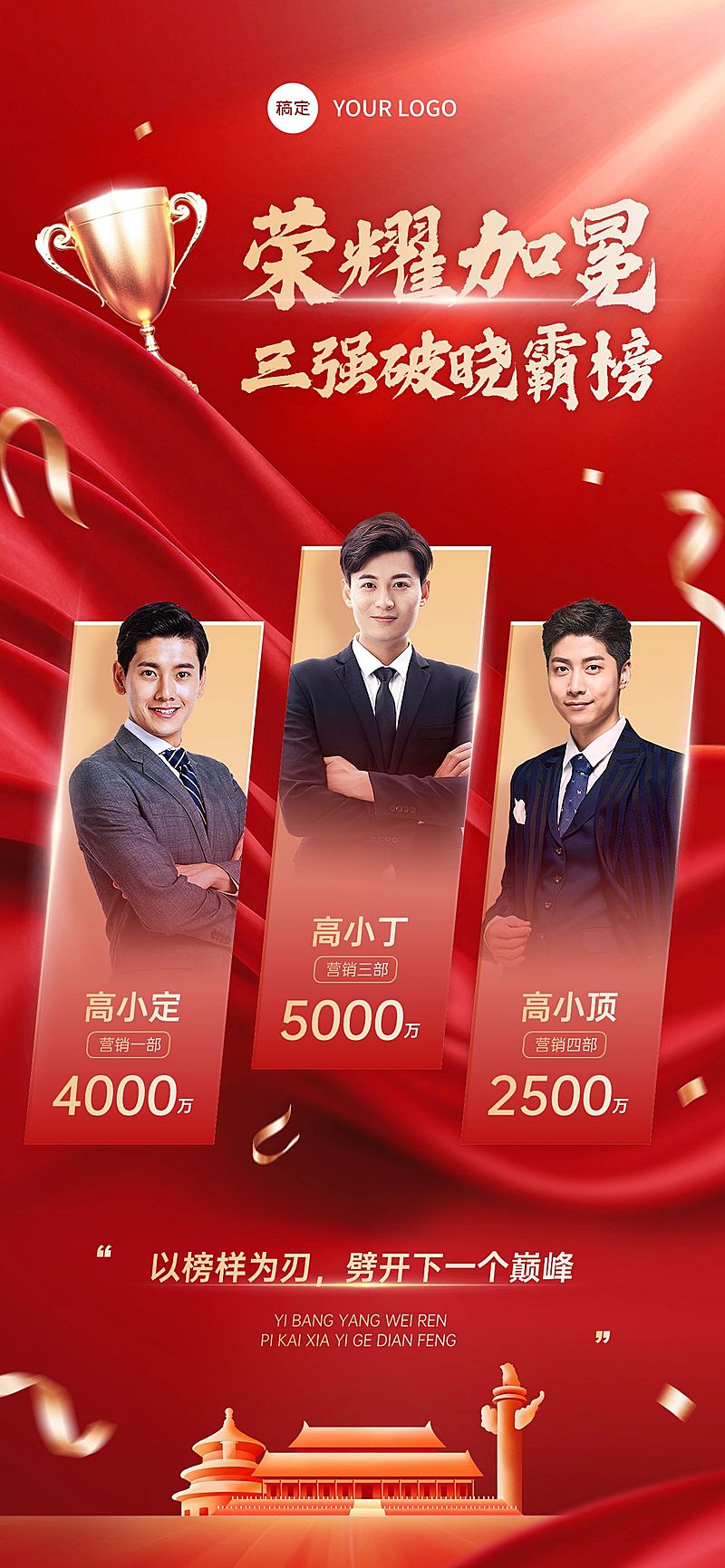 中秋国庆双节营销喜庆感团队喜报全屏竖版海报AIGC