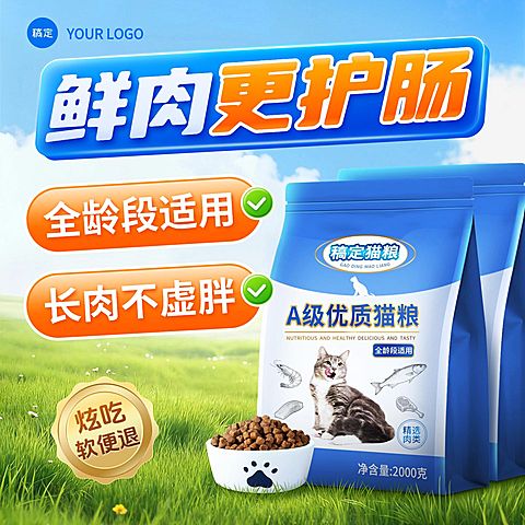 宠物用品猫粮狗粮草地背景商品主图